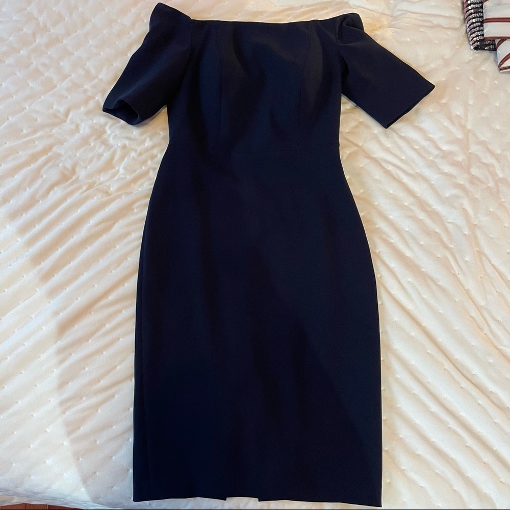 Calvin Klein Navy Blue Mildly Off The Shoulder Midi Formal Dress Size 2